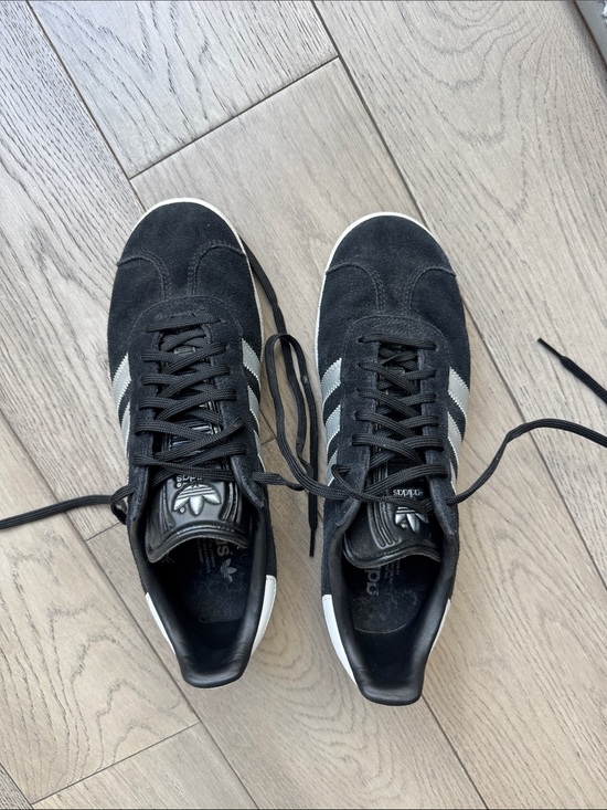 adidas Shoes - adidas Black Suede Gazelle Sneakers with silver Stripes